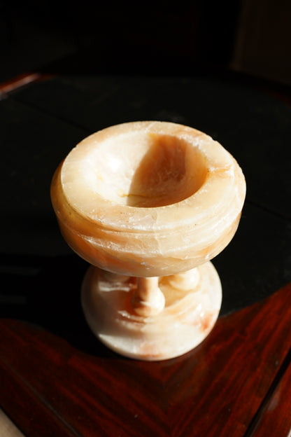Antique Neoclassical Alabaster Pedestal Bowl