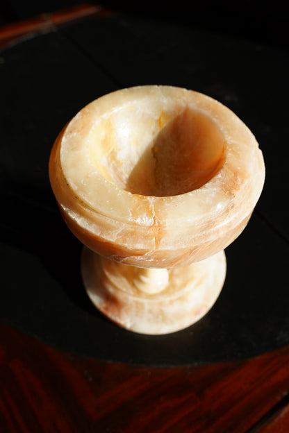 Antique Neoclassical Alabaster Pedestal Bowl