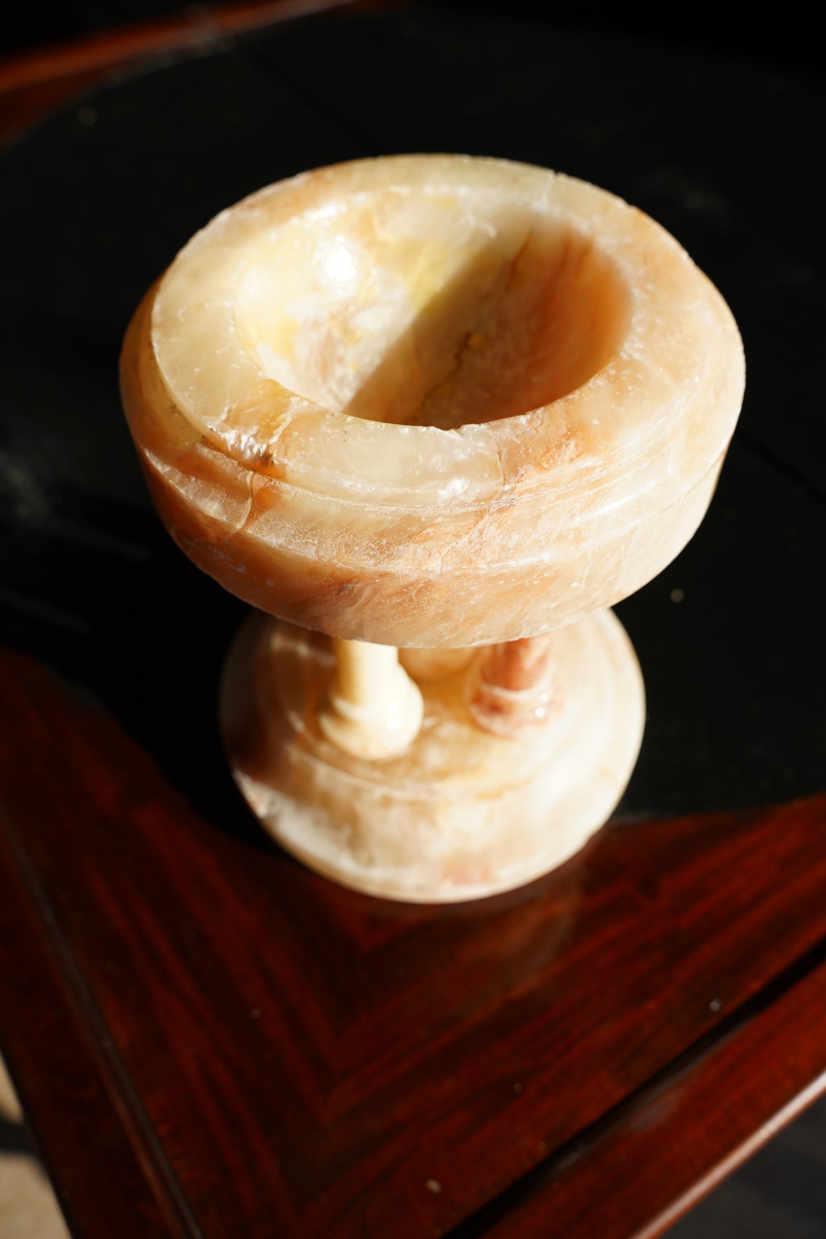 Antique Neoclassical Alabaster Pedestal Bowl