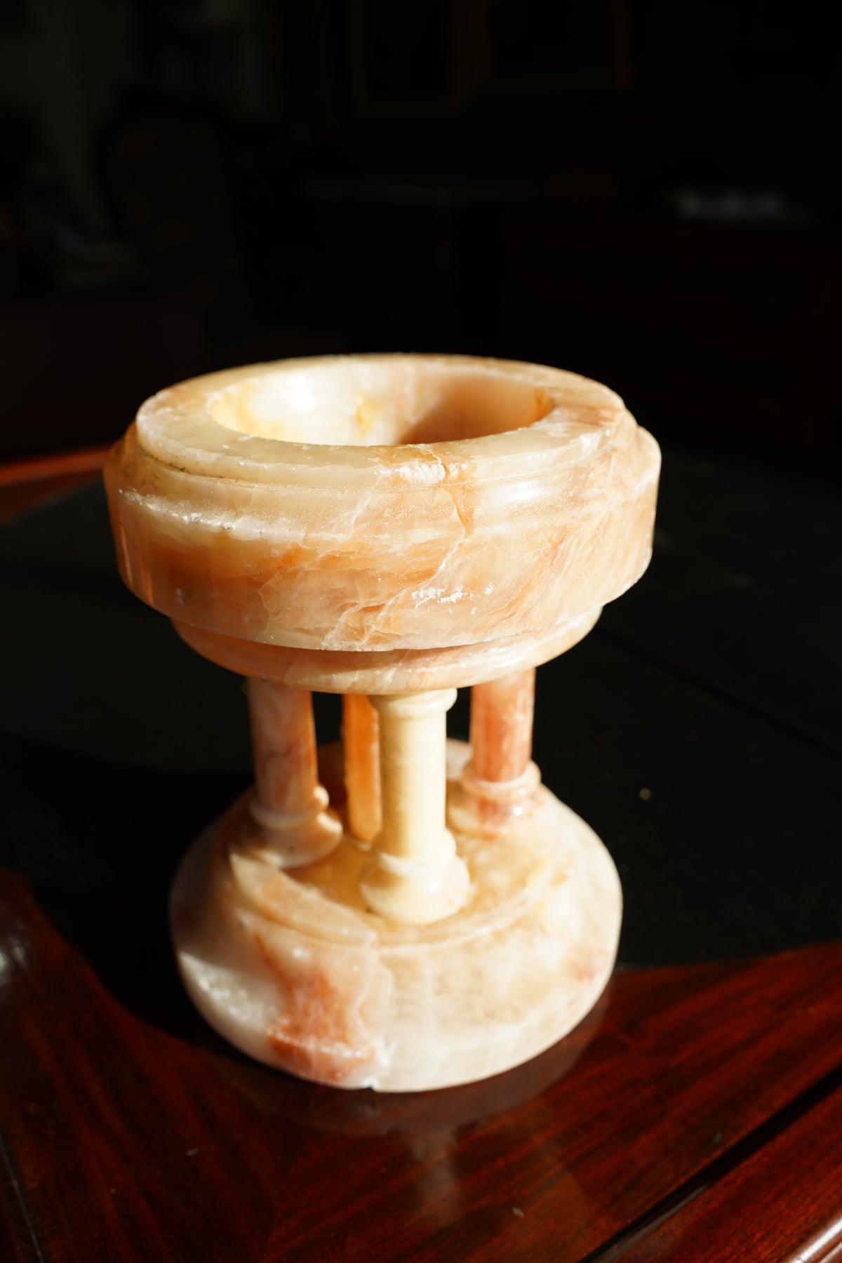 Antique Neoclassical Alabaster Pedestal Bowl