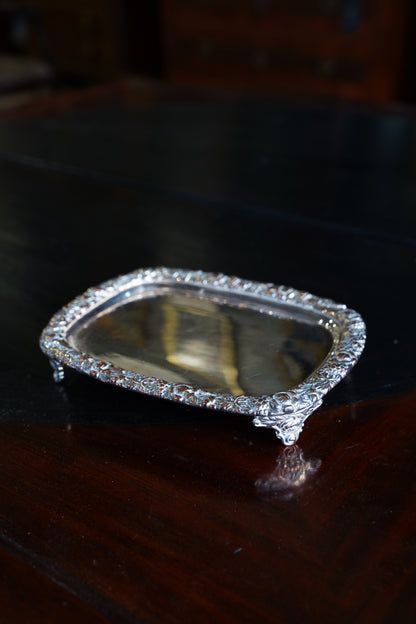 Vintage Rococo Style Silverplate Footed Tray, Miniature