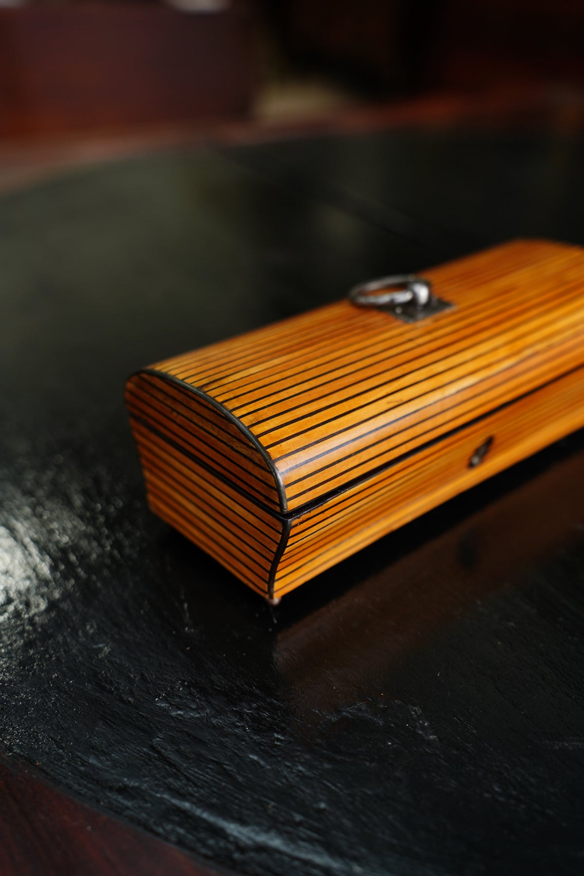 Antique French Striped Satinwood Keepsake Box