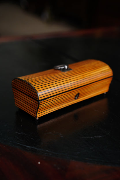 Antique French Striped Satinwood Keepsake Box