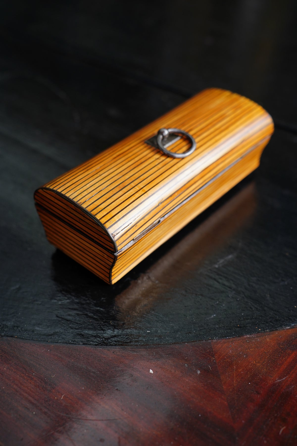Antique French Striped Satinwood Keepsake Box