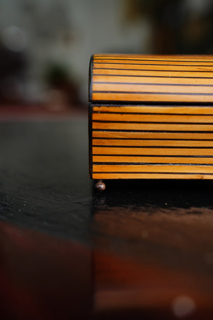 Antique French Striped Satinwood Keepsake Box