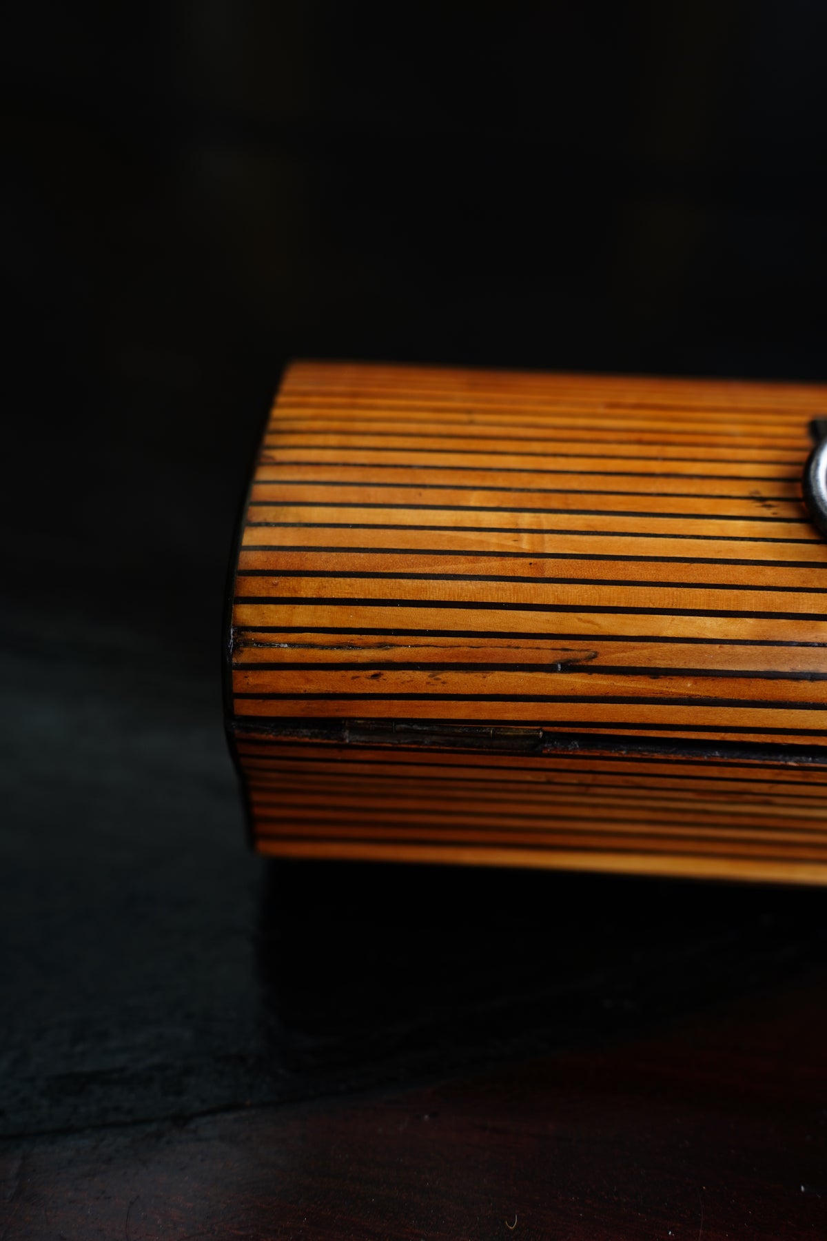 Antique French Striped Satinwood Keepsake Box