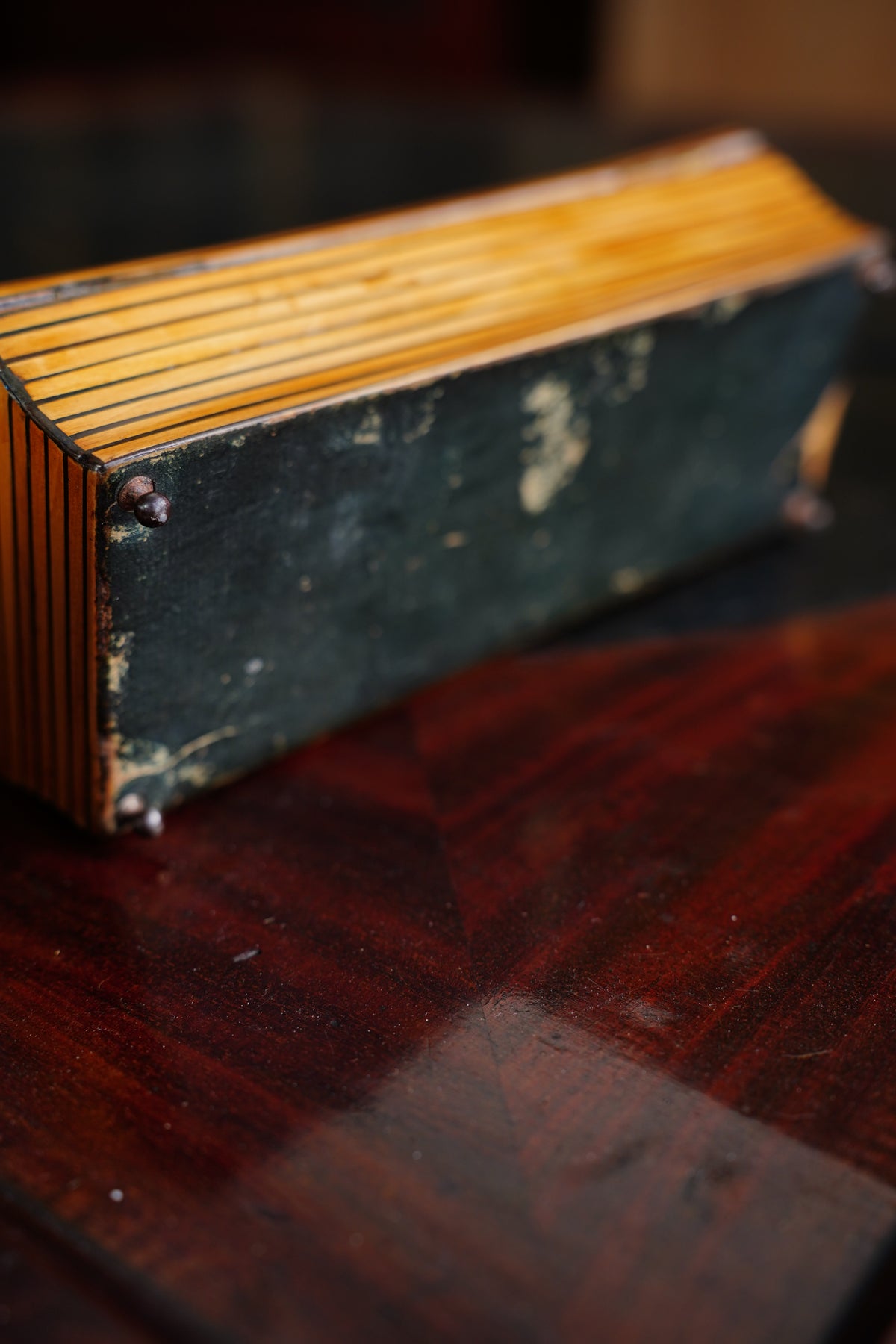 Antique French Striped Satinwood Keepsake Box