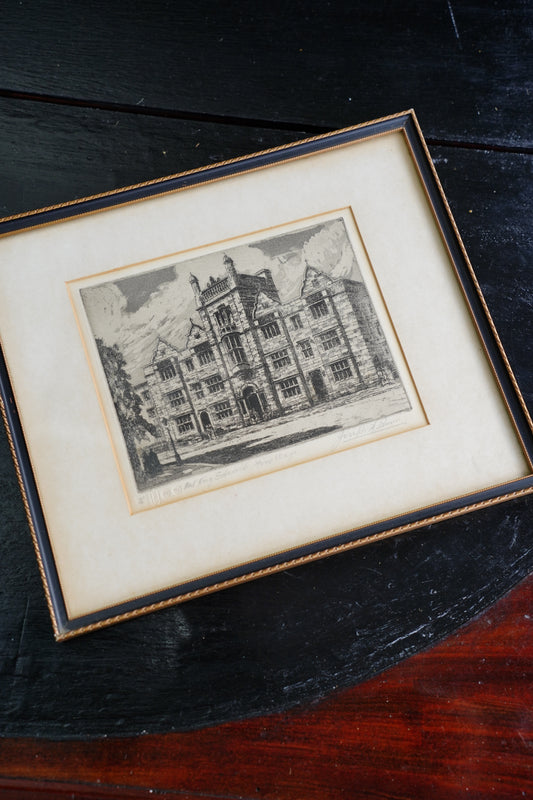 Vintage Signed Etching of Old King Edward's School, Birmingham