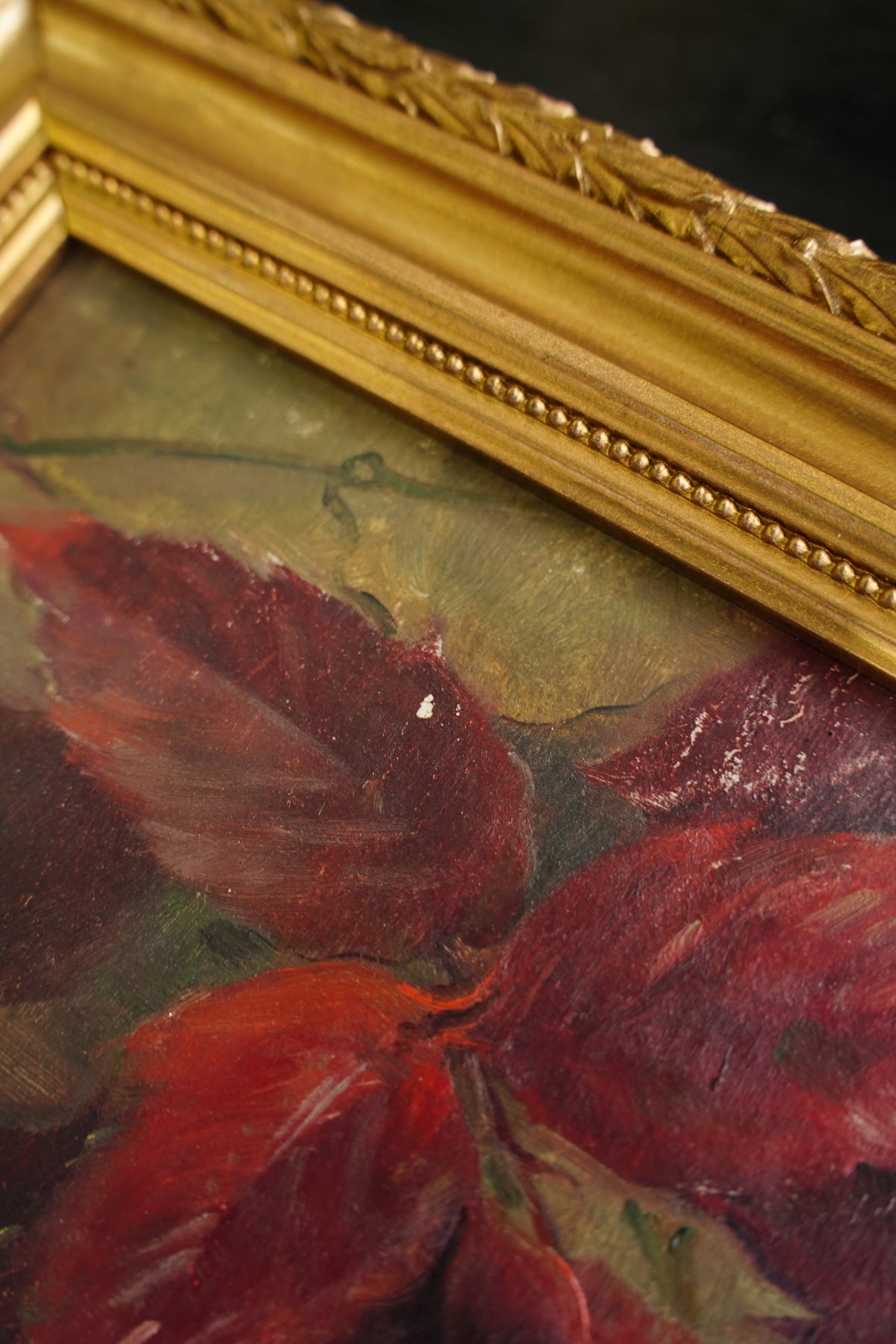 Antique Signed European Fruit Still Life Oil Painting, 1918