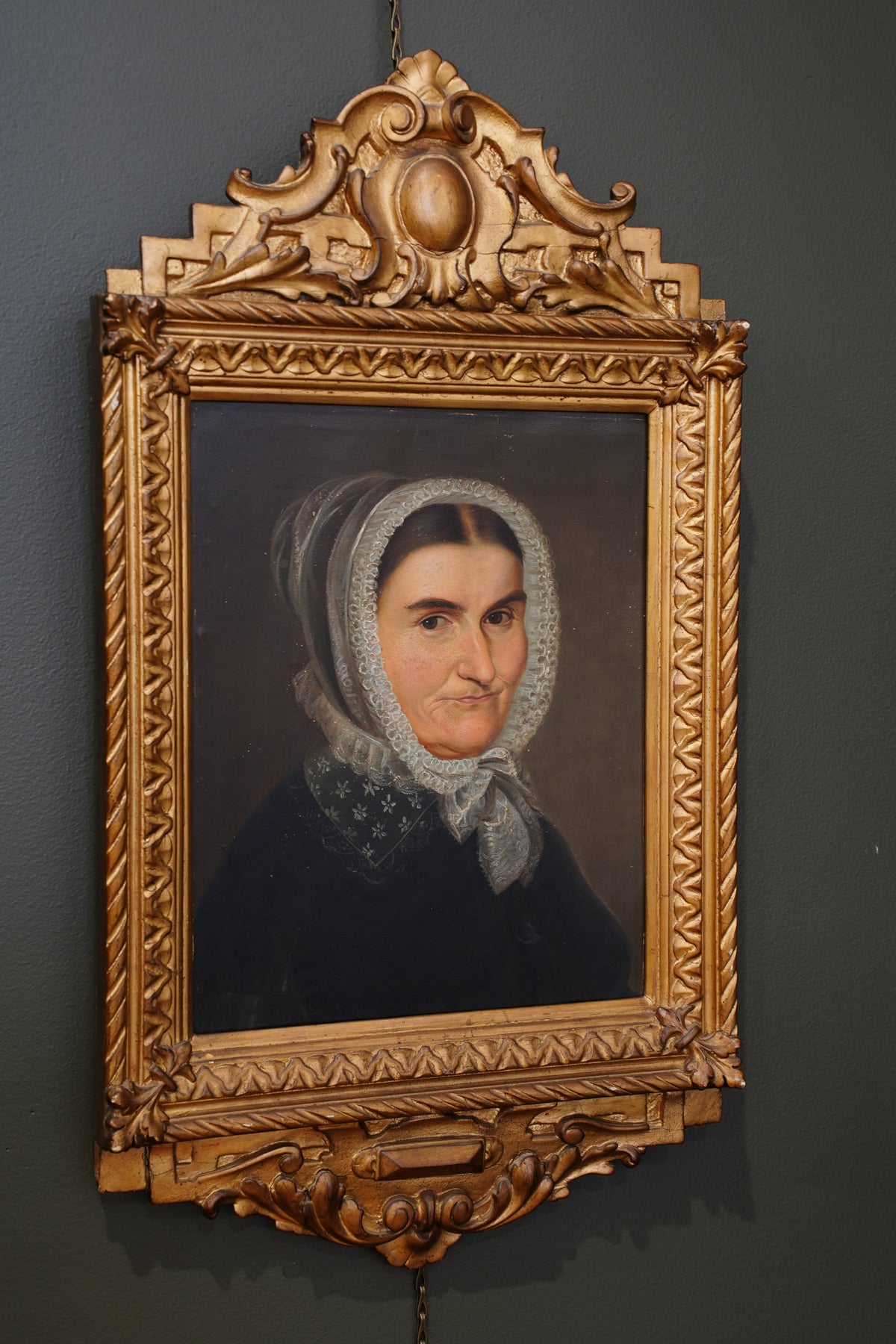Antique Biedermeier Portrait, Inscribed Amalia Jung, 19th Century
