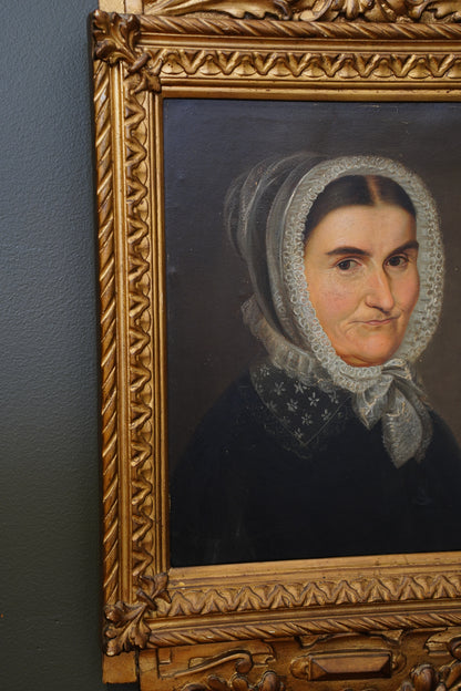 Antique Biedermeier Portrait, Inscribed Amalia Jung, 19th Century