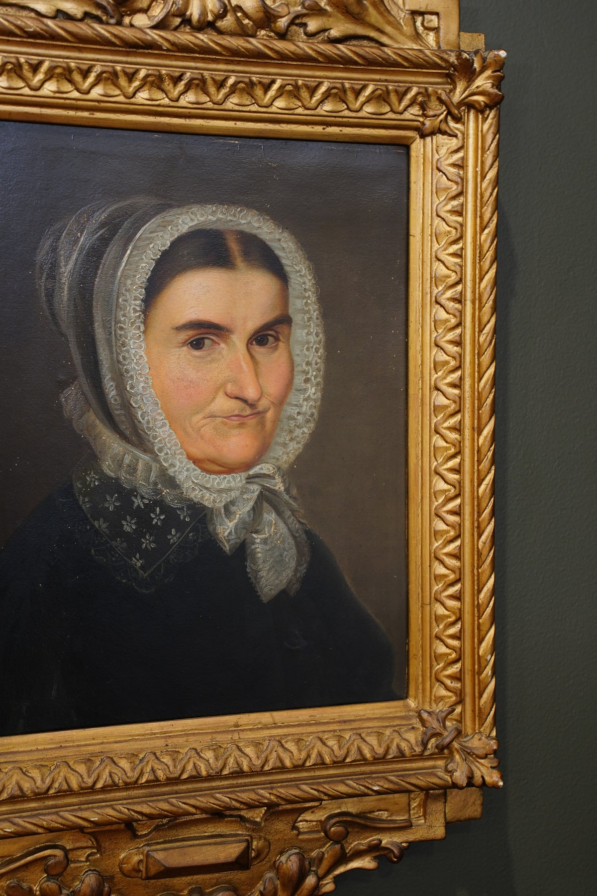 Antique Biedermeier Portrait, Inscribed Amalia Jung, 19th Century