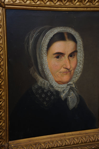 Antique Biedermeier Portrait, Inscribed Amalia Jung, 19th Century
