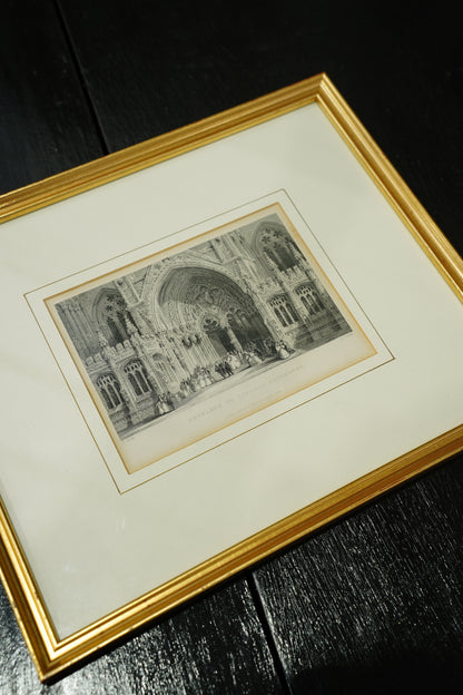 Antique Print of Lincoln Cathedral, English Steel Engraving