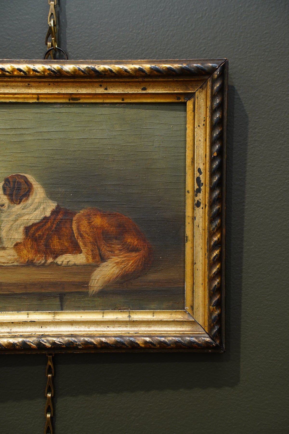 Antique St. Bernard Dog Oil Painting, Circa 1890