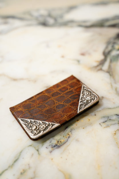 Antique Edwardian Sterling Silver Corner Coin Case