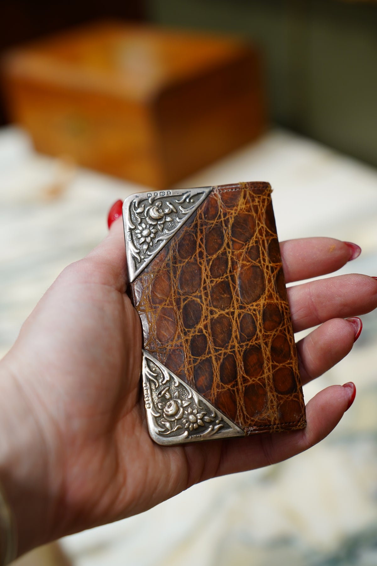Antique Edwardian Sterling Silver Corner Coin Case