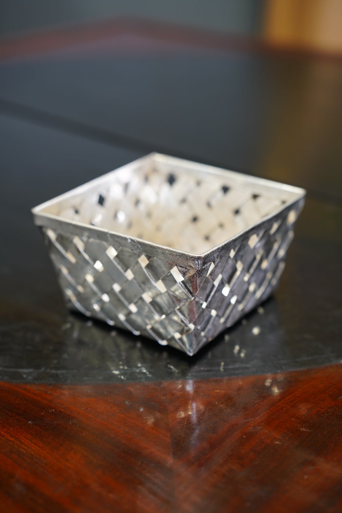 Vintage Woven Silverplate Basket