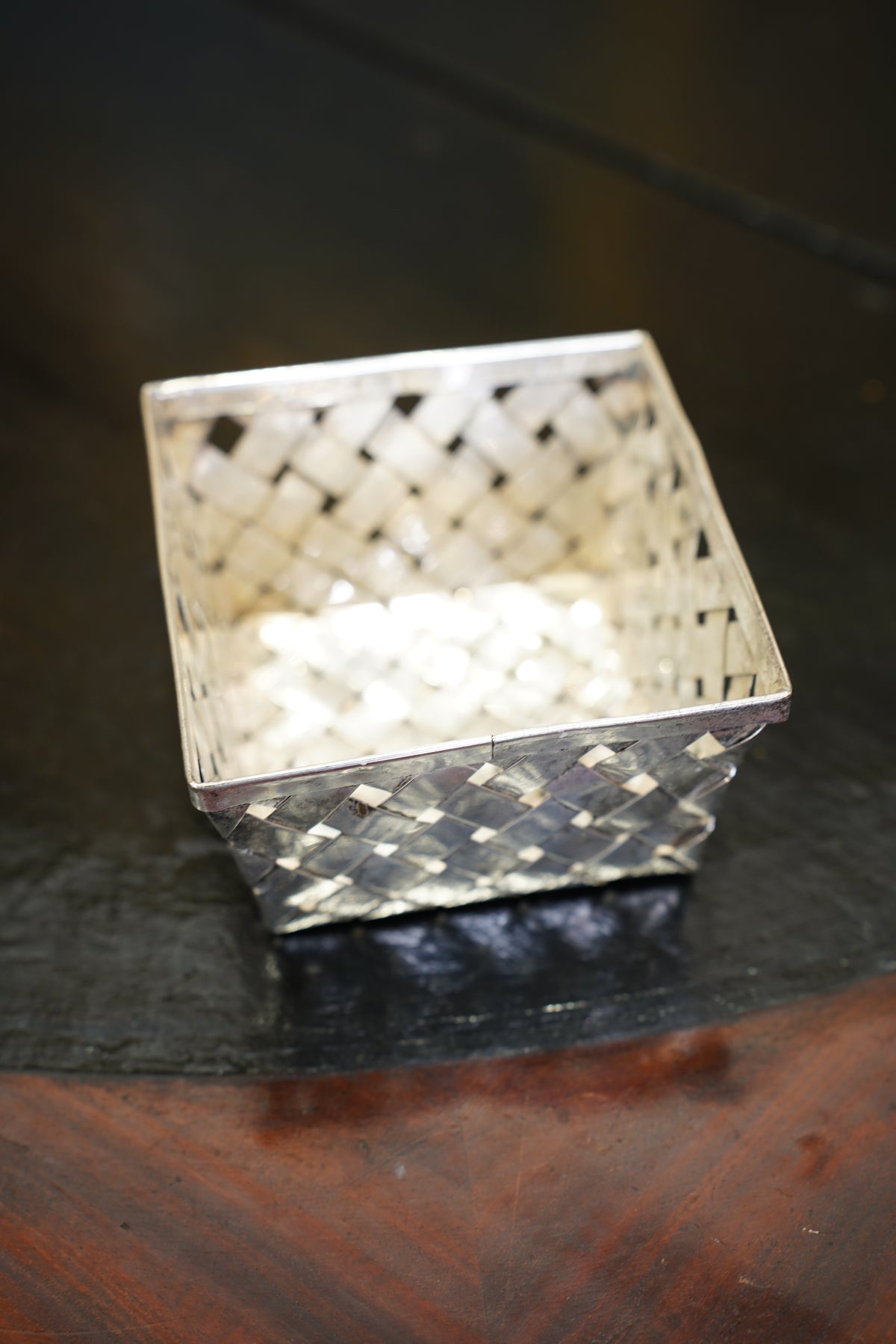 Vintage Woven Silverplate Basket
