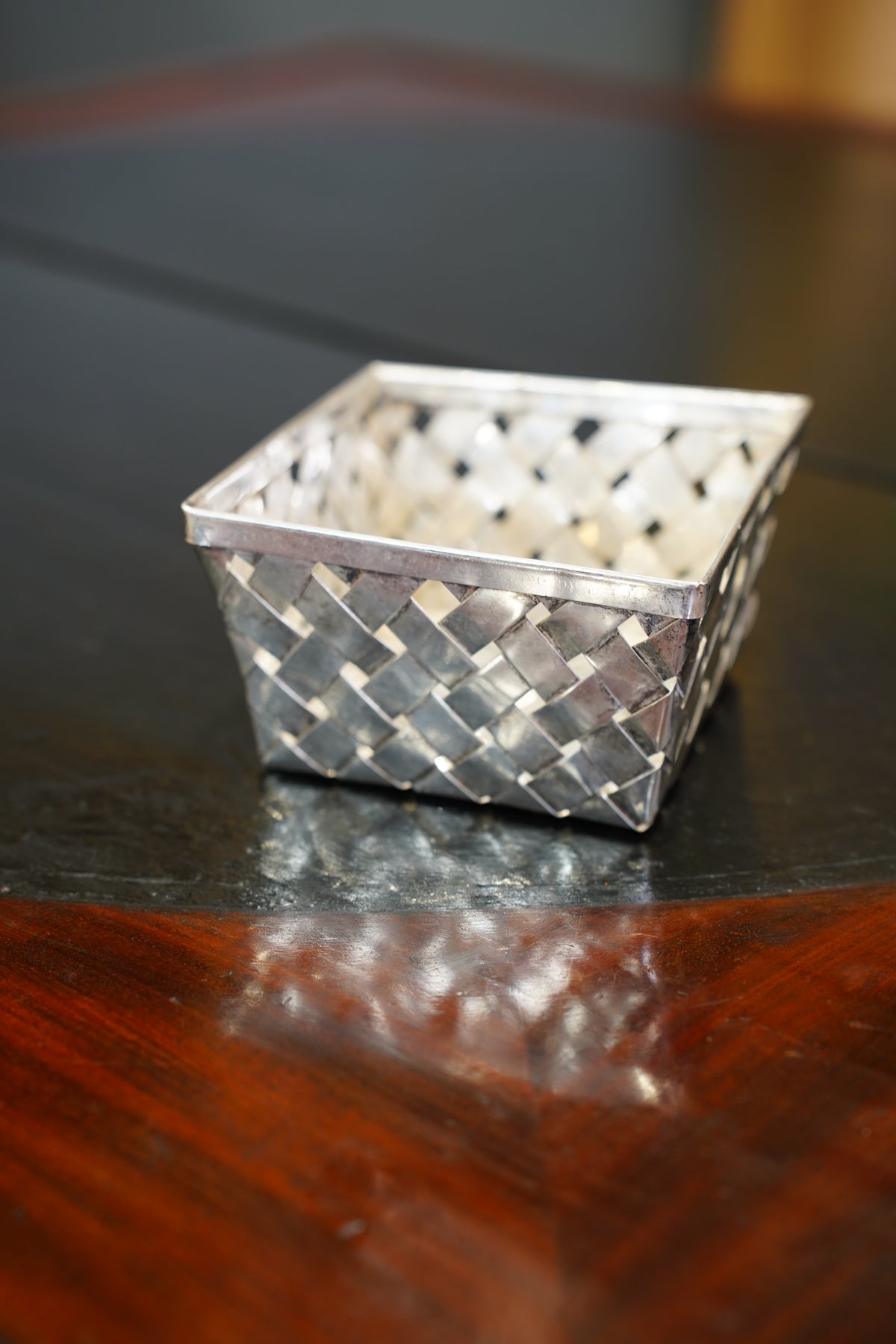 Vintage Woven Silverplate Basket