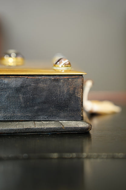 Antique Jewelry Box with Agate Stones, Ca. 1870