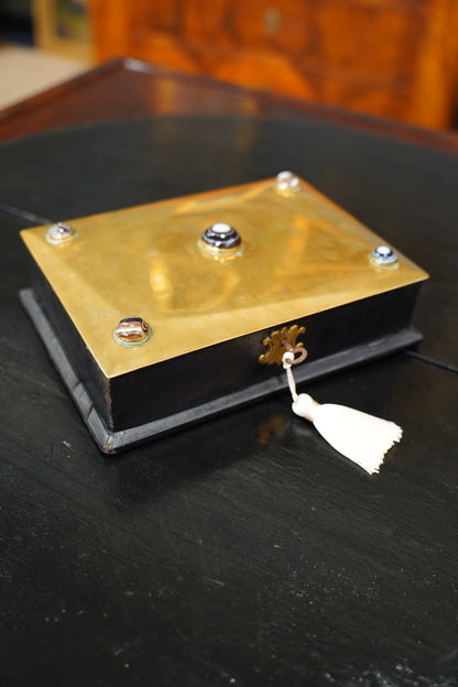 Antique Jewelry Box with Agate Stones, Ca. 1870
