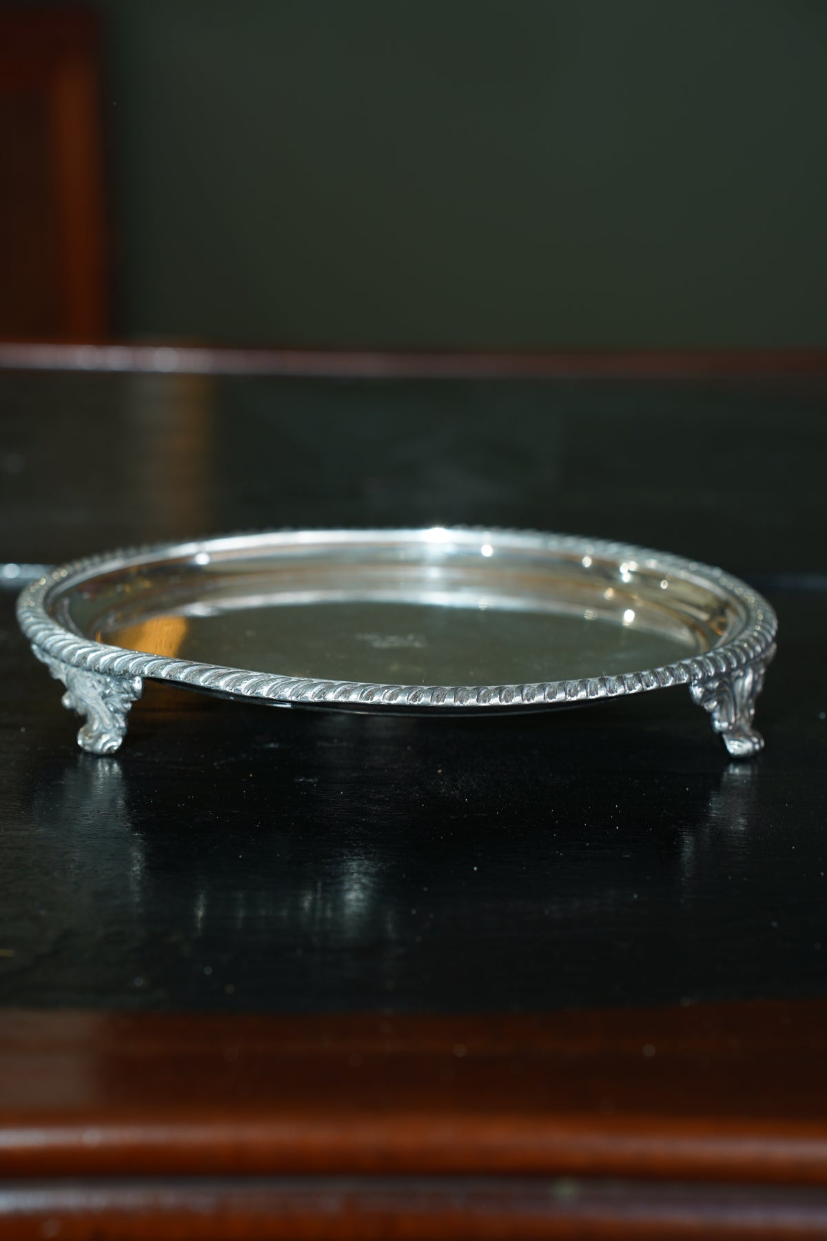 Antique Georgian Silver Plate Footed Tray