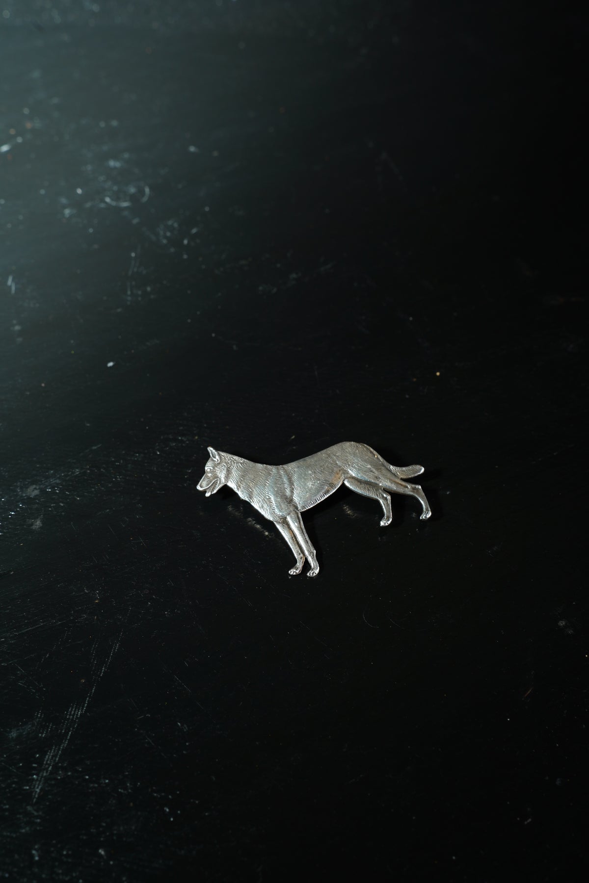Antique English Silver German Shepherd Dog Brooch