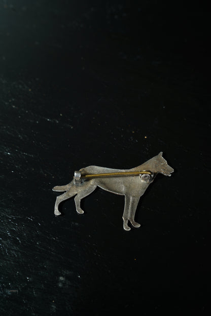 Antique English Silver German Shepherd Dog Brooch