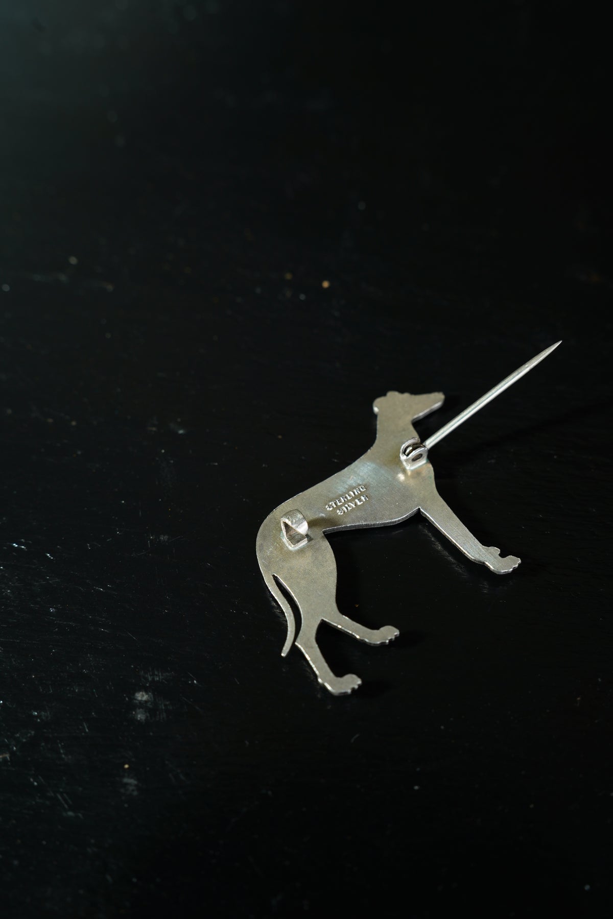 Antique English Sterling Silver Greyhound Brooch