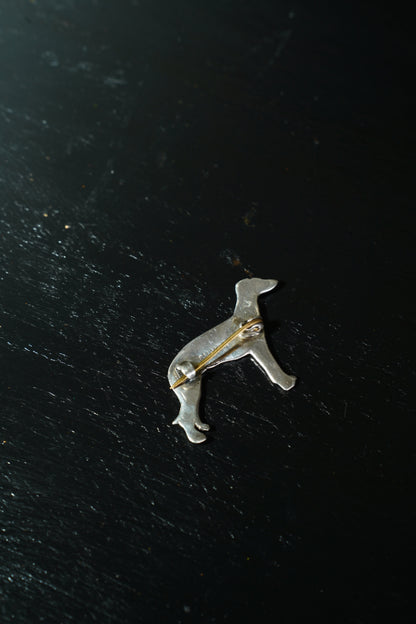 *RESERVED* Antique English Silver Greyhound Brooch