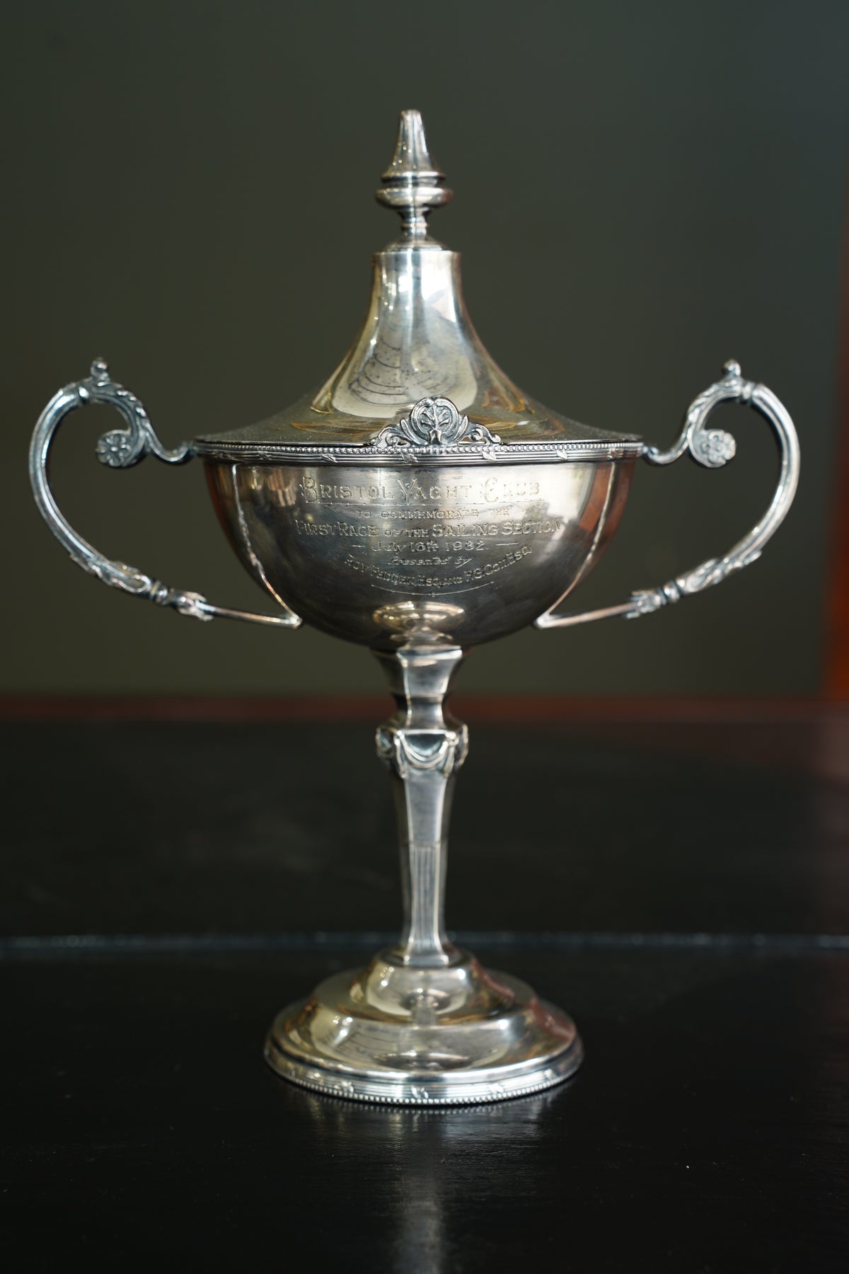 Vintage Adam Style Silver Plate Yacht Club Trophy Cup