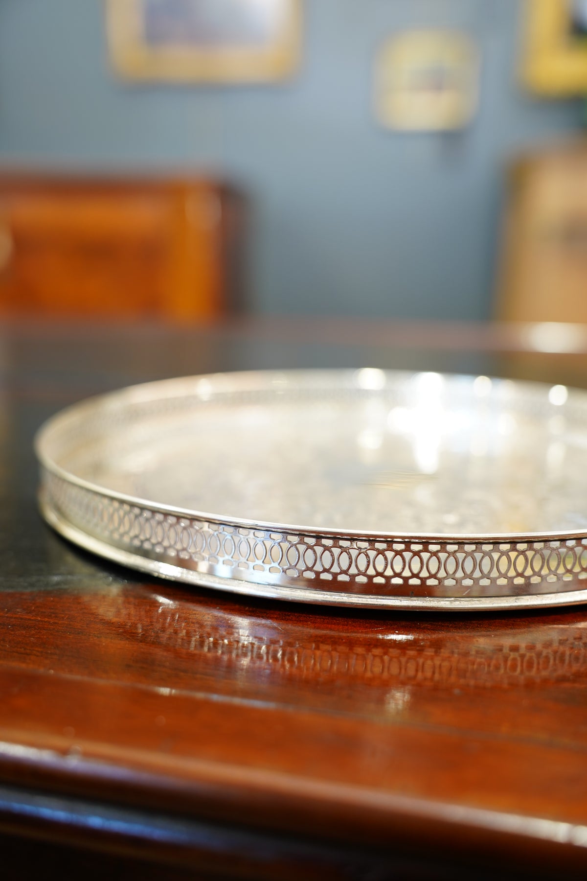 Antique English Silverplate Gallery Tray