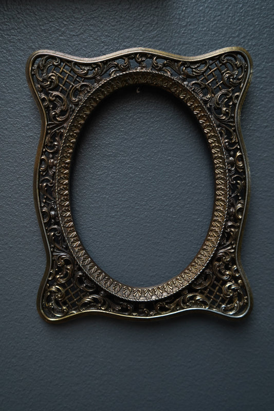 Vintage French Brass Picture Frame | Ornate Oval Openwork Photo Frame | Marked Mod. Dep. c.1930–1950