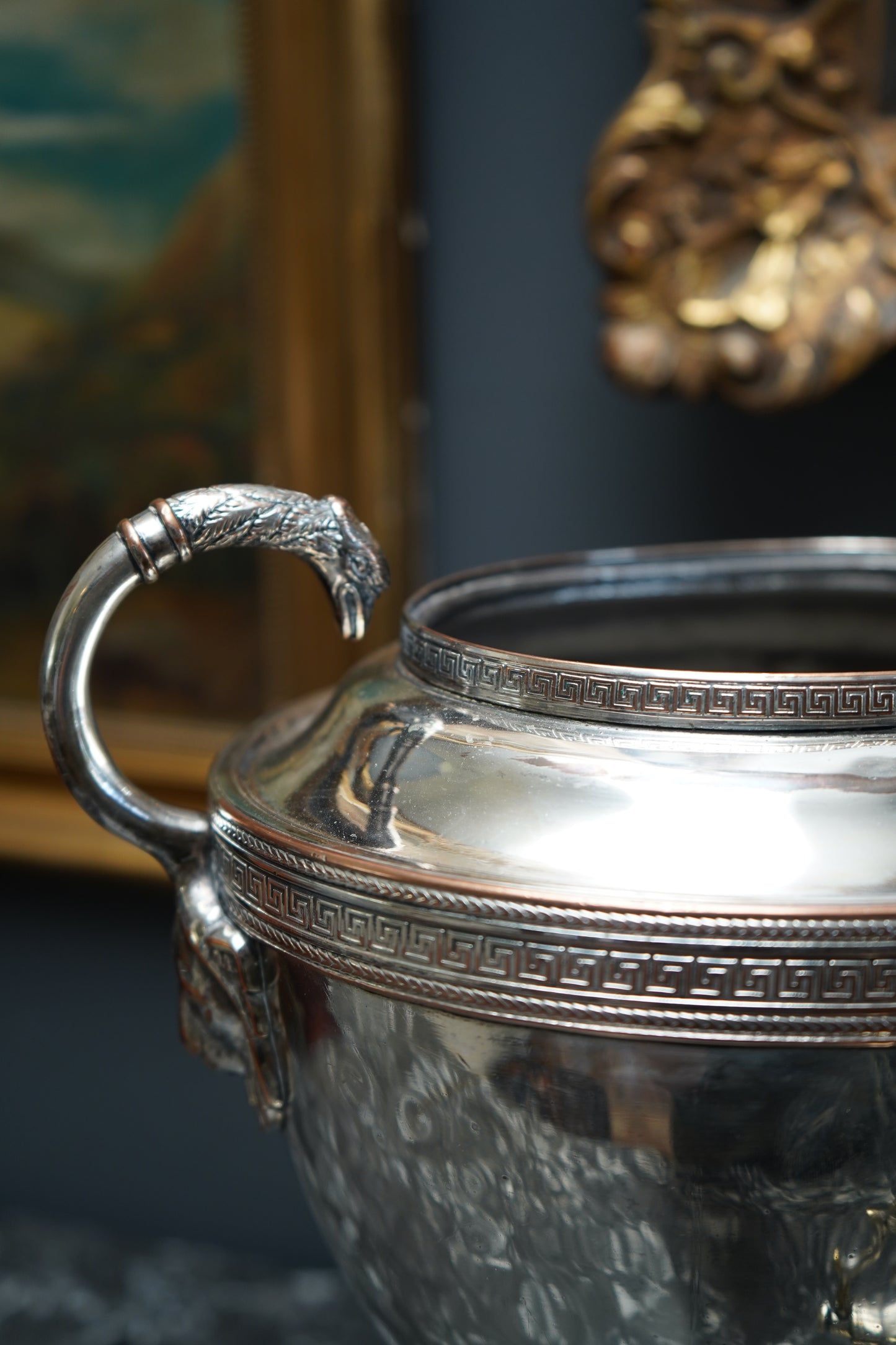 Antique Silver Plated Samovar with Sphinx Finial and Lion Mask Handles | Victorian Tea Urn