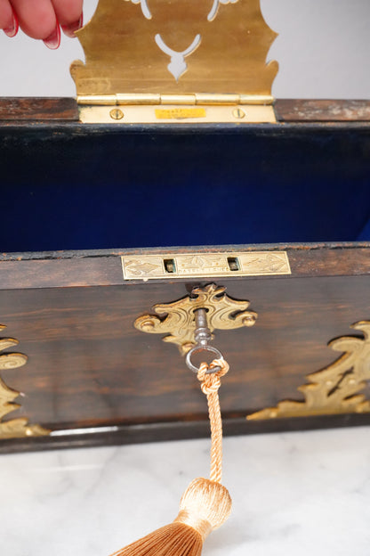 Antique Rosewood Spring Opening Stationery Box