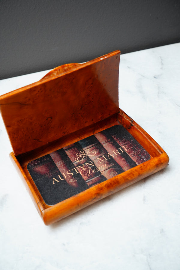 Antique Burr Walnut Pocket Card Case Box secondary view