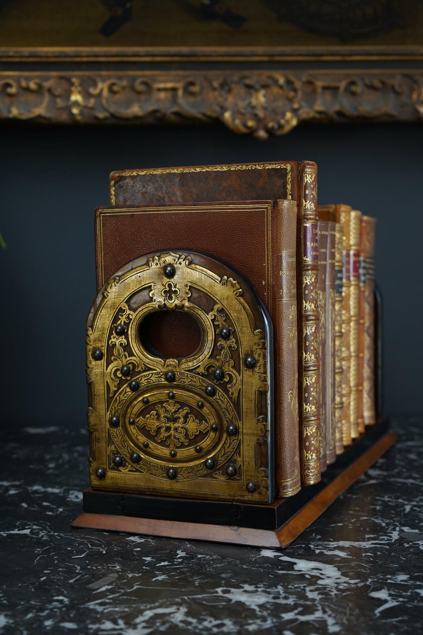 Antique Victorian Brass Mounted Collapsible Bookslide