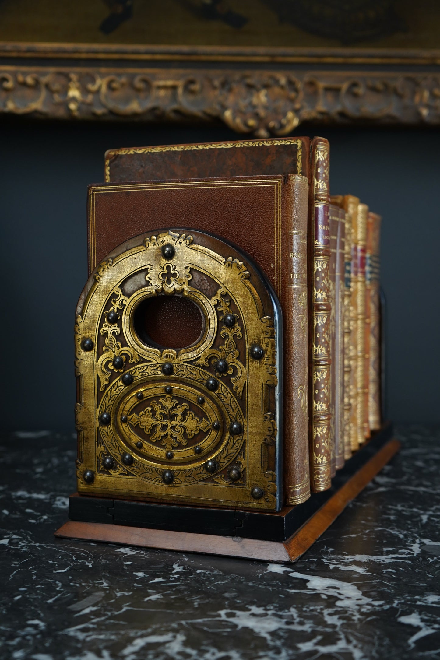 Antique Victorian Brass Mounted Collapsible Bookslide