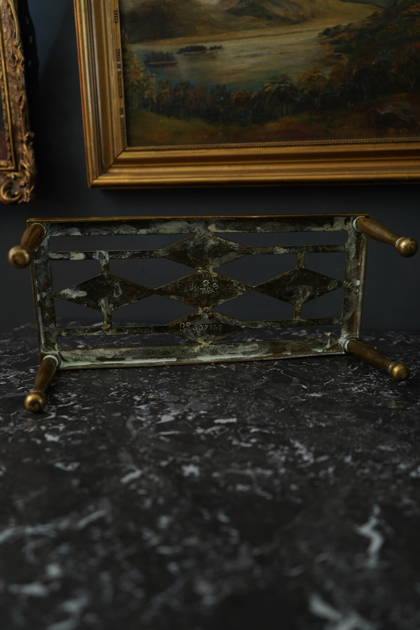 Antique Brass Footman Trivet Stool – Pierced Geometric Hearth Stand