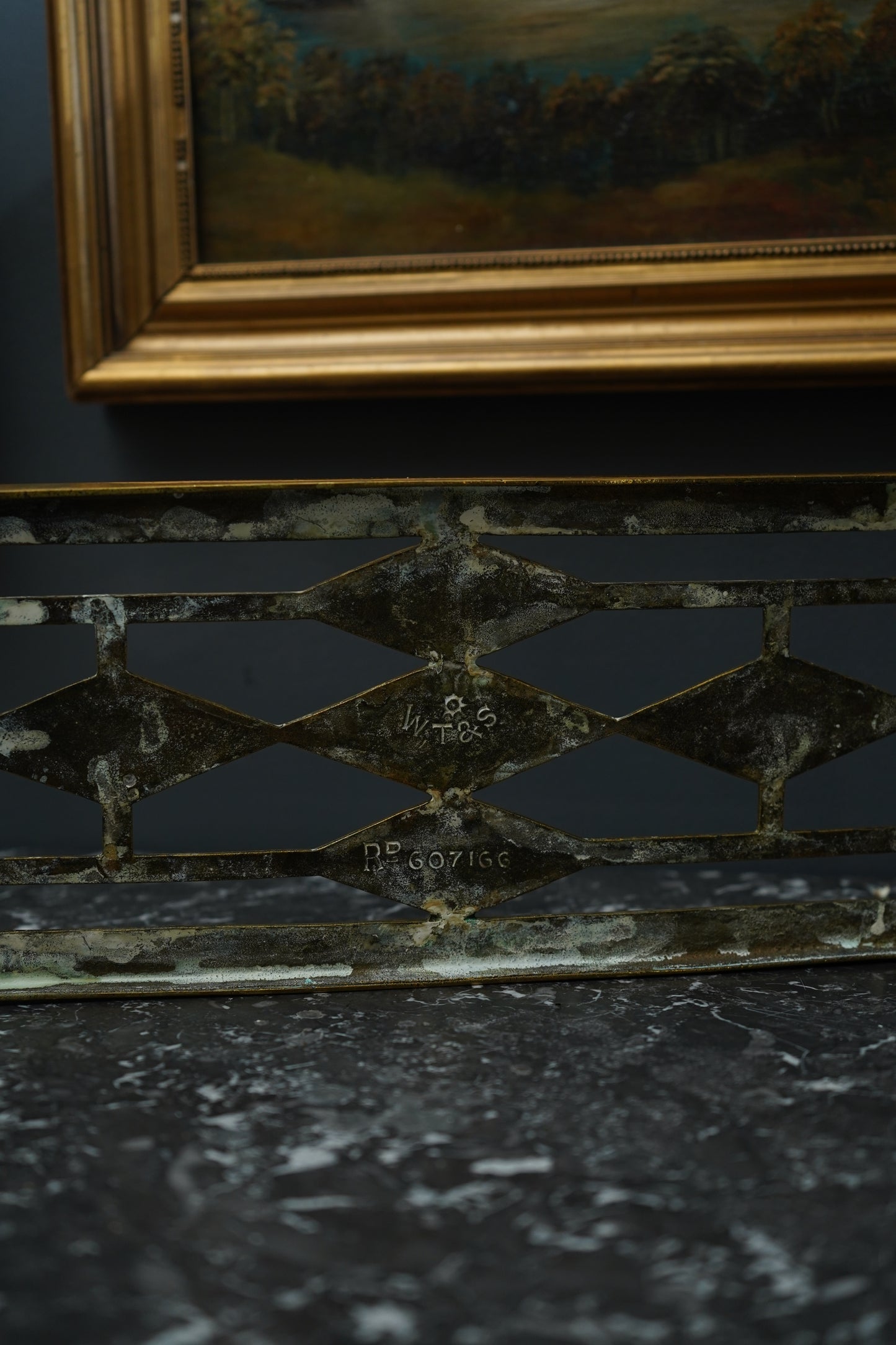 Antique Brass Footman Trivet Stool – Pierced Geometric Hearth Stand