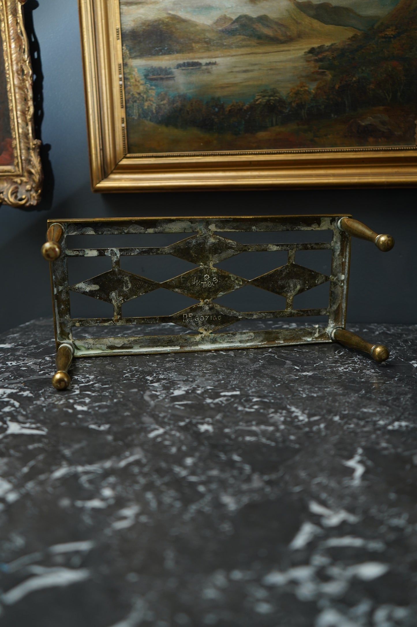 Antique Brass Footman Trivet Stool – Pierced Geometric Hearth Stand