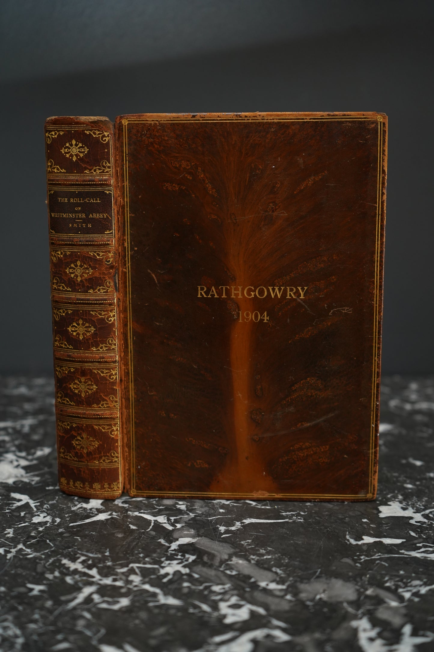 1903 " The Roll-Call of Westminster Abbey " Brown Tree Calf Leather Book