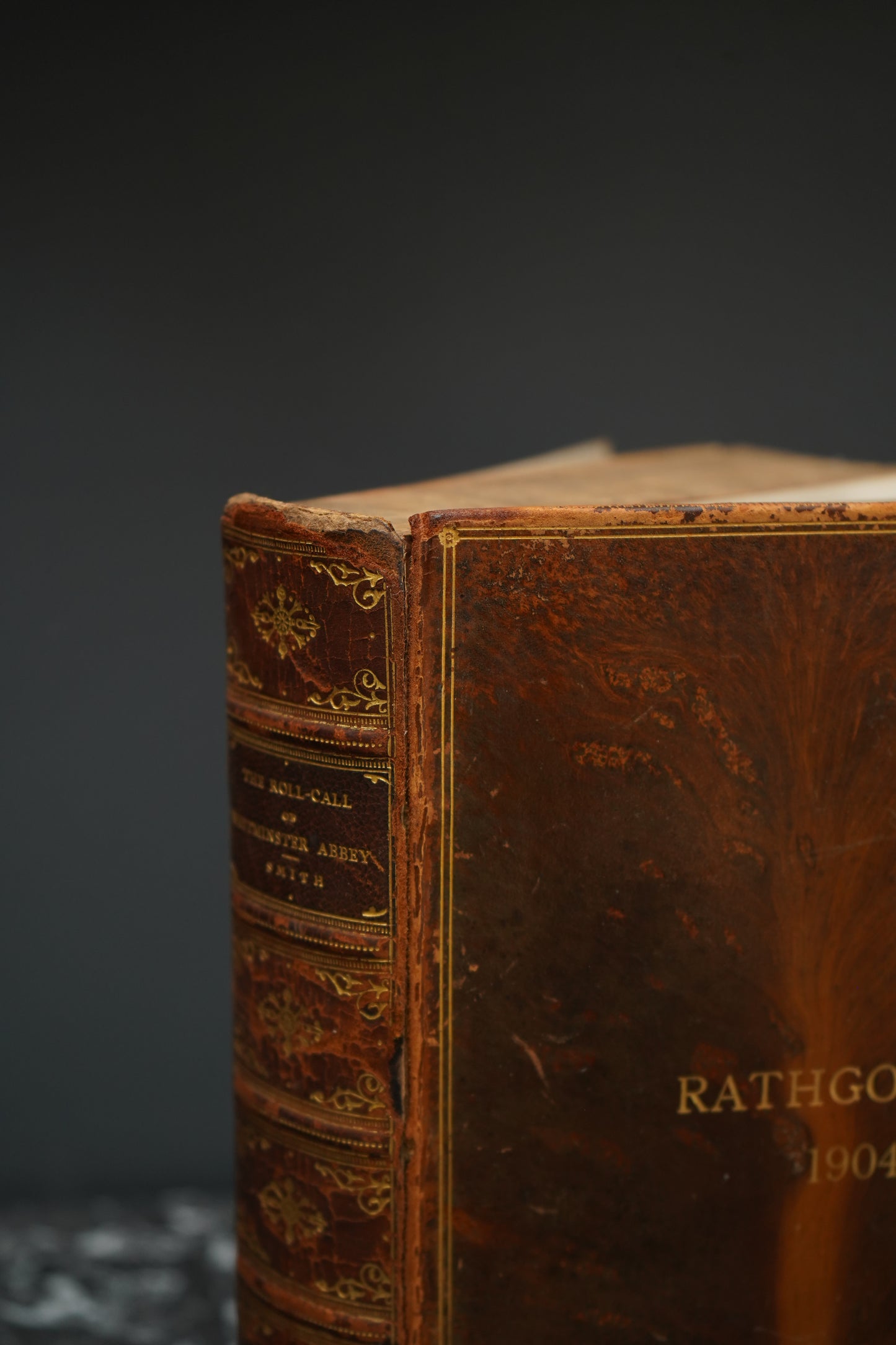 1903 " The Roll-Call of Westminster Abbey " Brown Tree Calf Leather Book