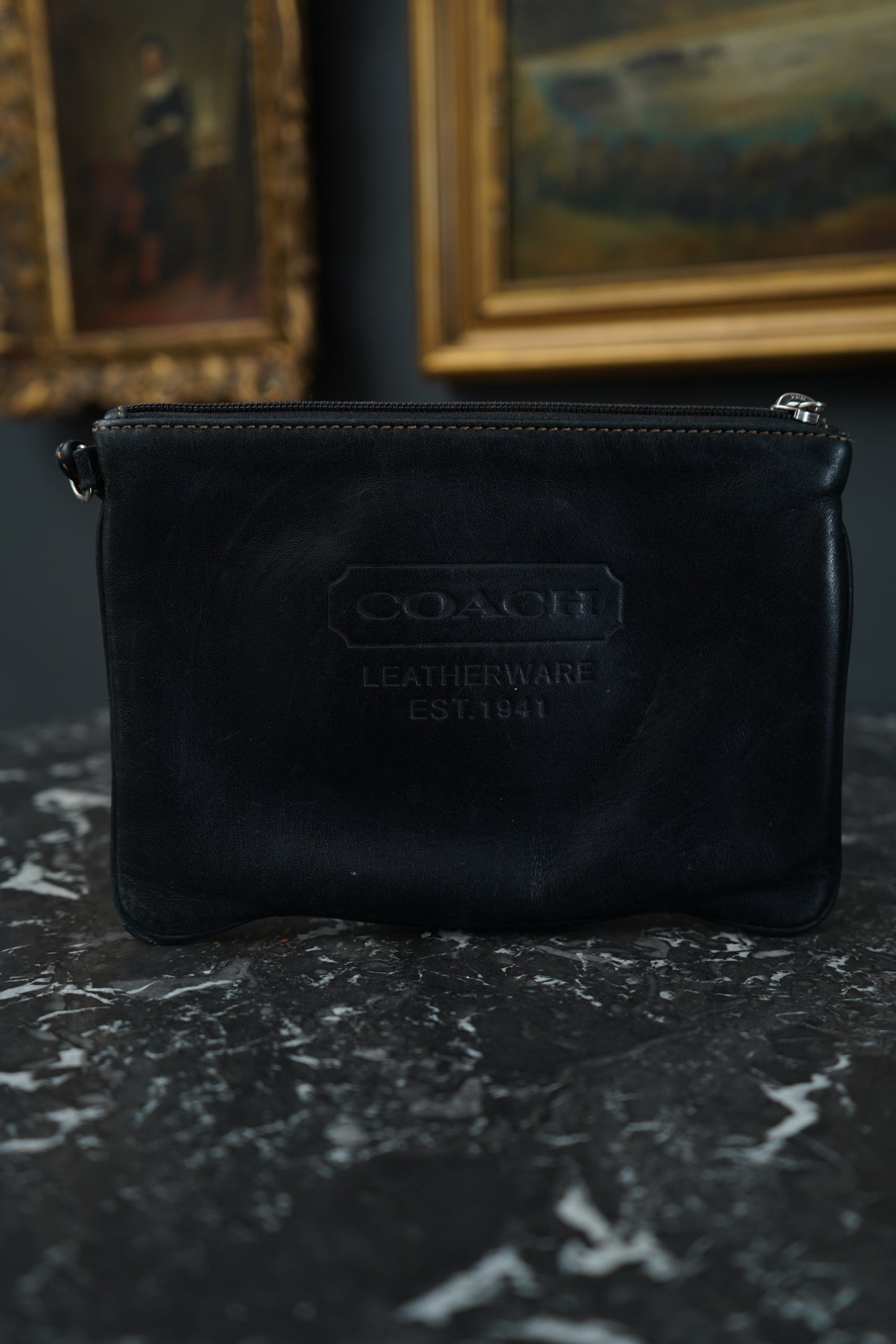 Coach Black Leatherware Wristlet Clutch | Coin Purse
