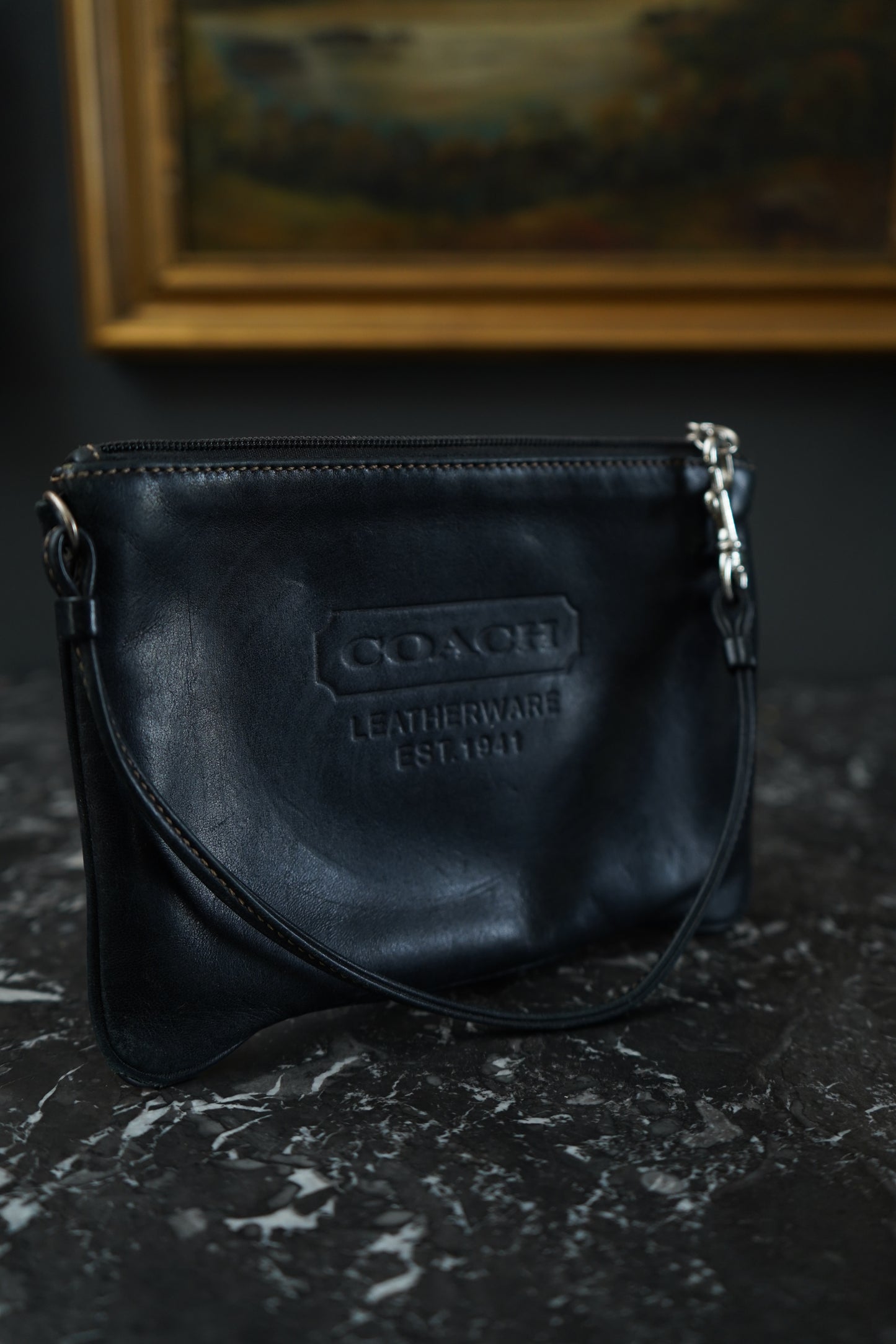 Coach Black Leatherware Wristlet Clutch | Coin Purse