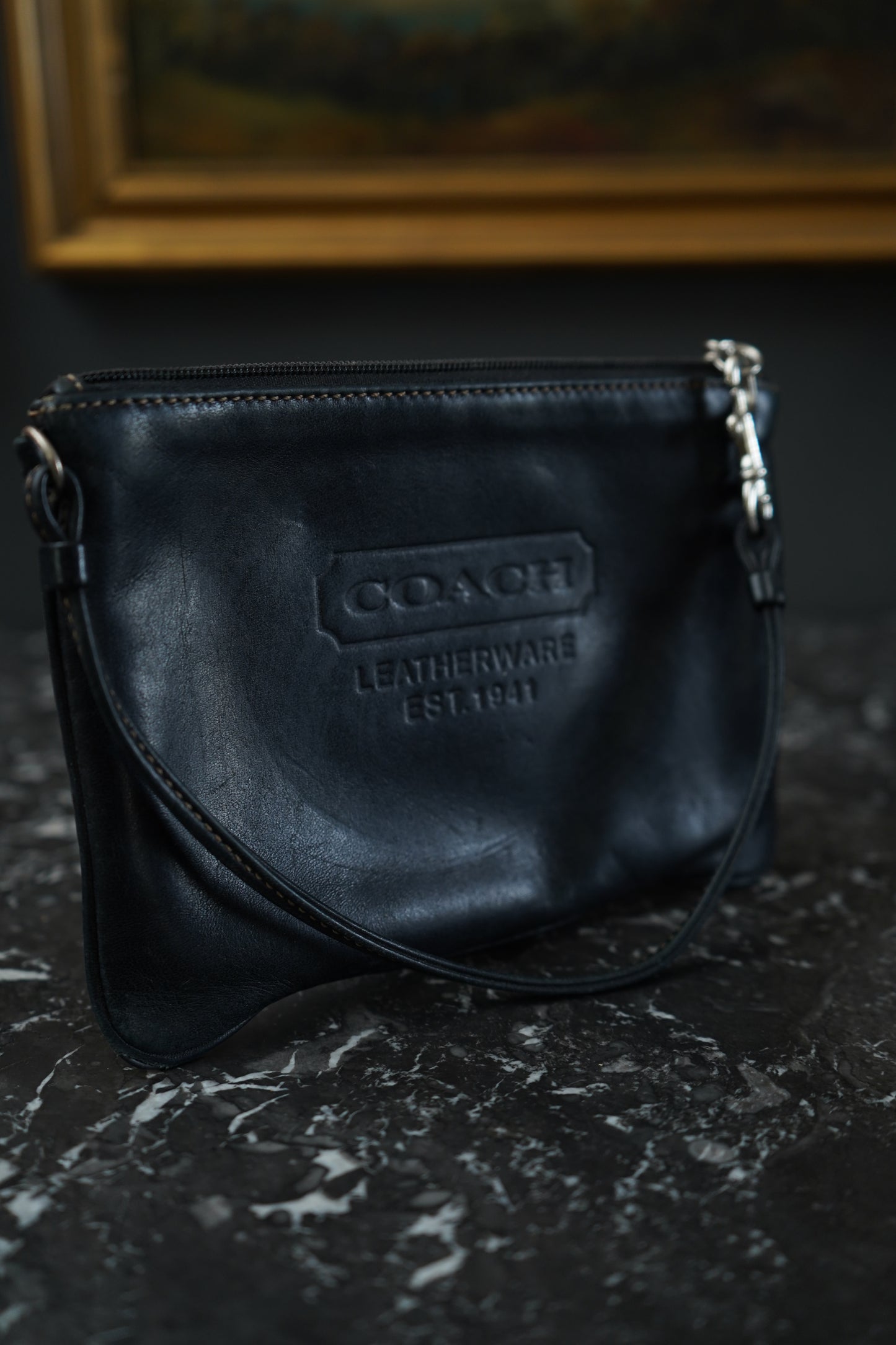 Coach Black Leatherware Wristlet Clutch | Coin Purse
