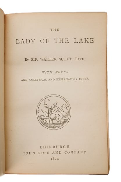 Antique Poetry Book Lady of the Lake Walter Scott Mauchline Binding