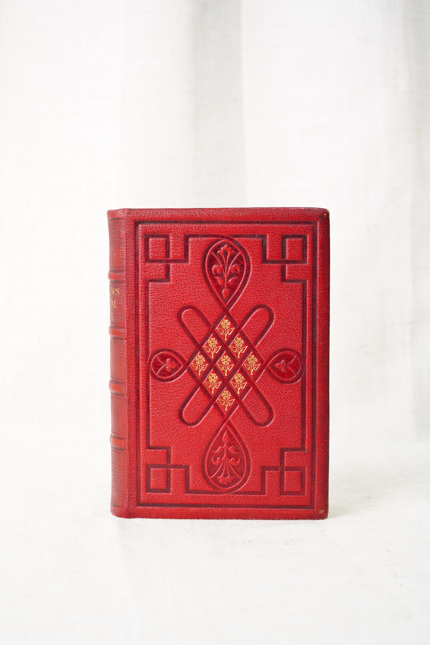 Antique Longfellow Poetry Book Red Leather 1869