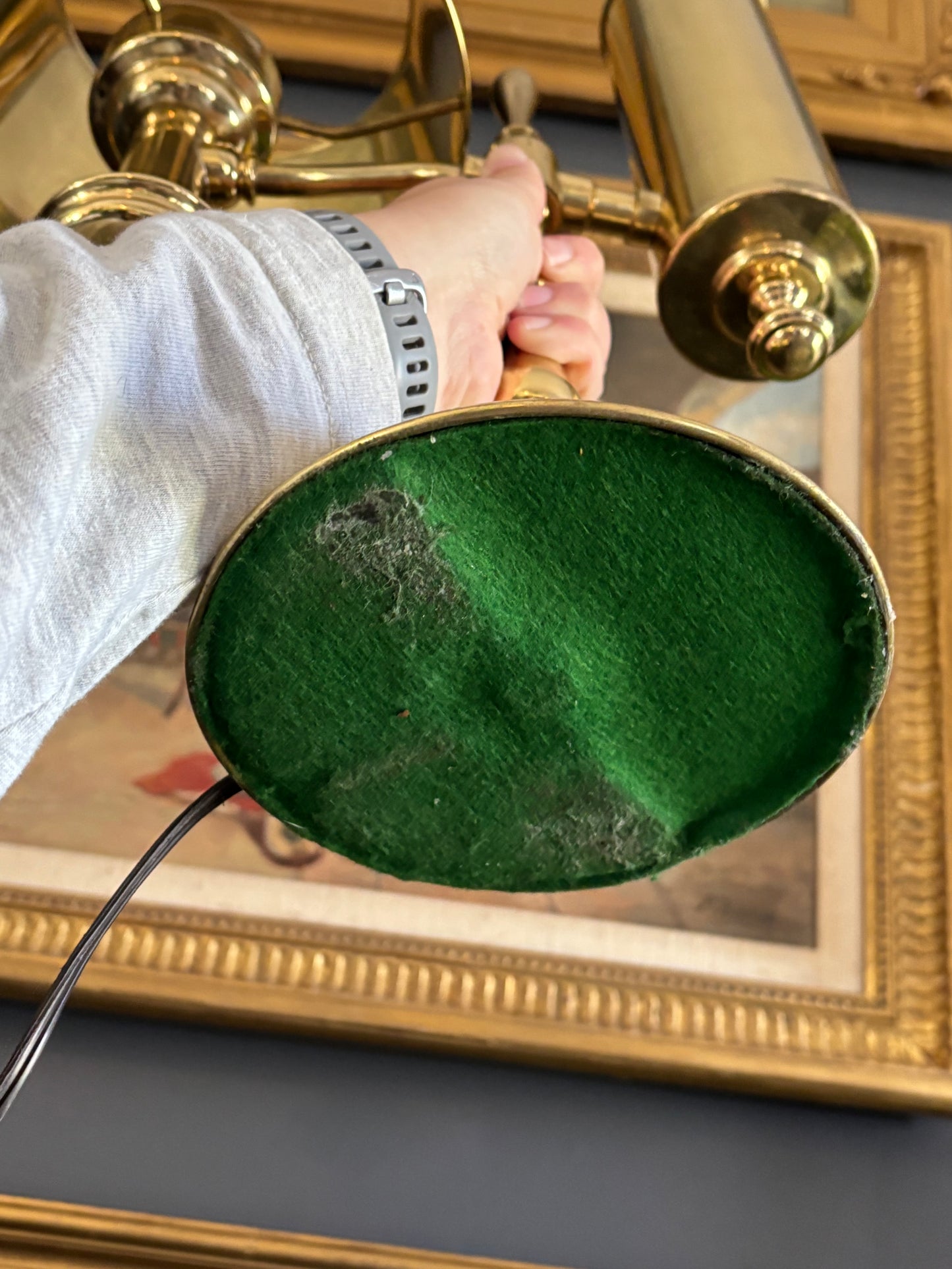 Brass Bouillotte Lamp with Black Shade